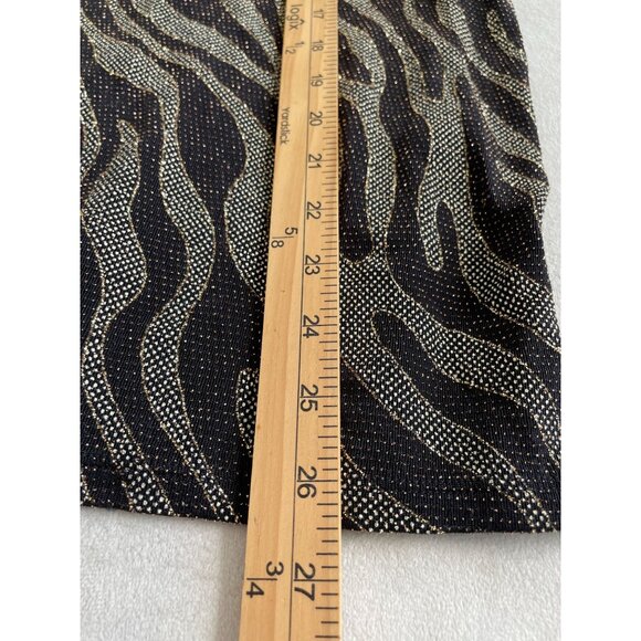 Simply Emma Metallic Zebra Print 1X Blouse Gold Accent Keyhole Neck Whimsigoth - Picture 5 of 8